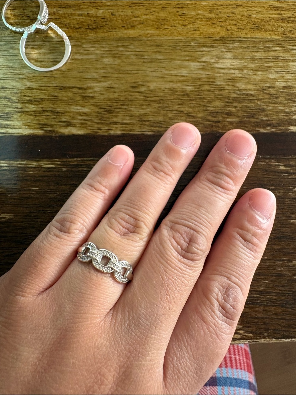 Sterling Silver Pave Link Ring - Silver
925 or OBO